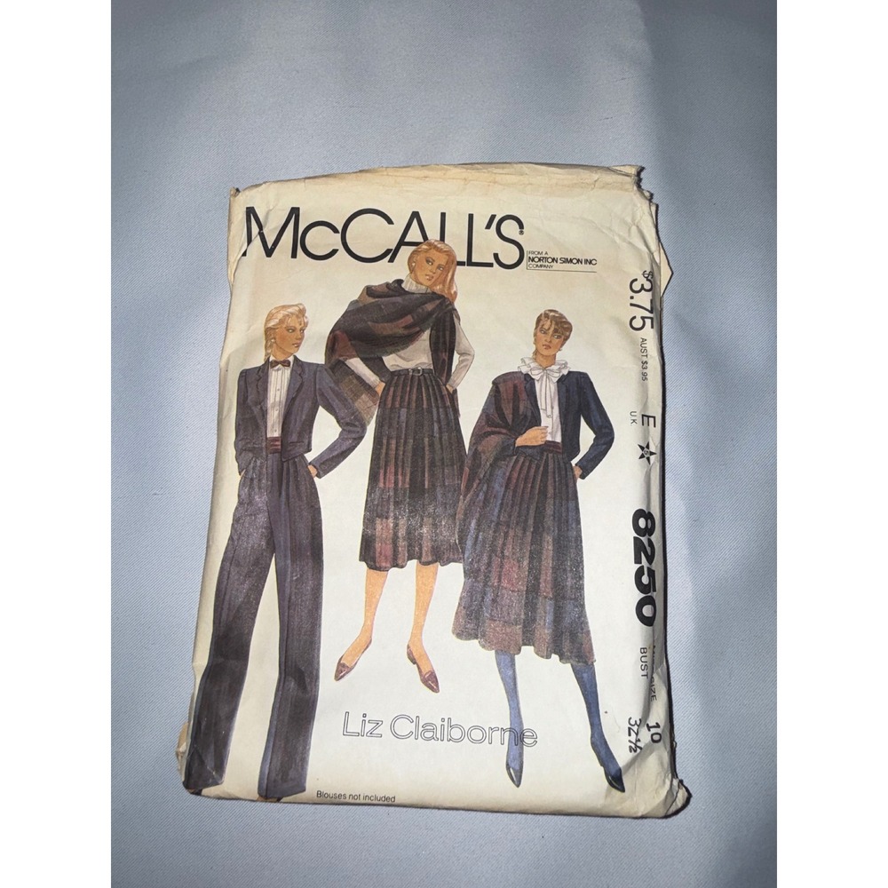 Vintage McCalls‎ 8250 Liz Claiborne Sewing Pattern Jacket Skirt Pants Shawl